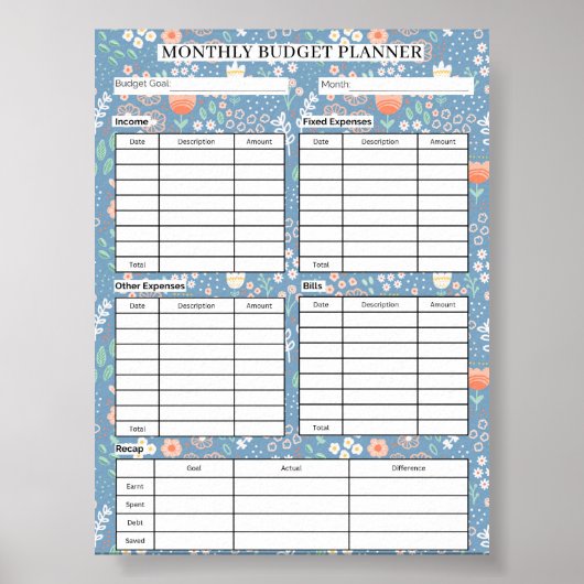 Ultieme maandelijkse budgetplanner Floral Poster (Voorkant)