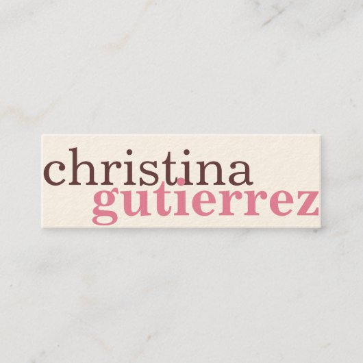 Ultieme netwerkuitwisseling roze ecru typografie mini visitekaartje (Voorkant)