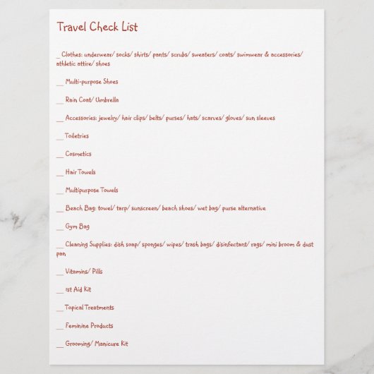 Ultieme reiscontrolelijst voor elke soort reis flyer (Voorkant)