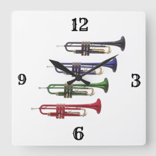 ULTIEME ***TRUMPET PLAYER'S CLOCK** VIERKANTE KLOK