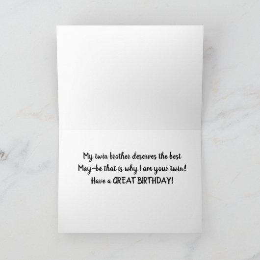 **ULTIEME VERJAARDAGSLIEFDE VOOR MIJN TWIN BROER** KAART (Binnen)