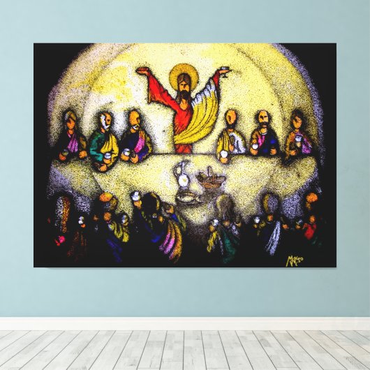 ÚLTIMA CENA LAST SUPPER Mix, tinta y acrilicos Canvas Afdruk (Insitu (Houten vloer))