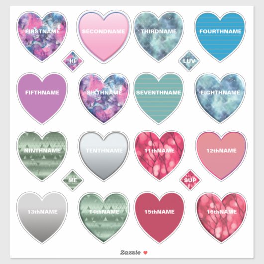 Ultimate 16 Name Hearts Collectie Sticker (Vel)