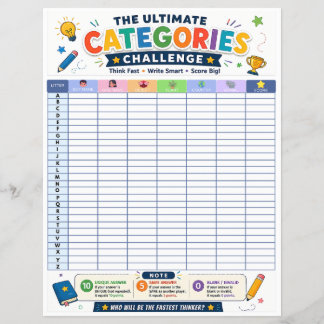 Ultimate Categorieën Uitdaging Printbaar Spel Flyer