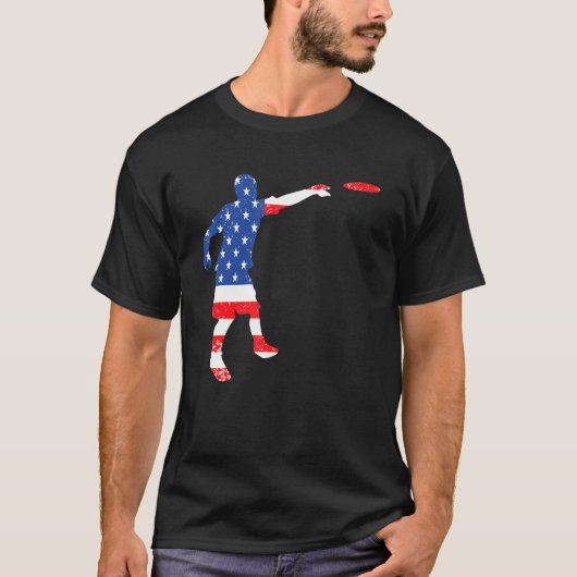 Ultimate Frisbee Disk Golf Player Usa American Fla T-shirt (Voorkant)