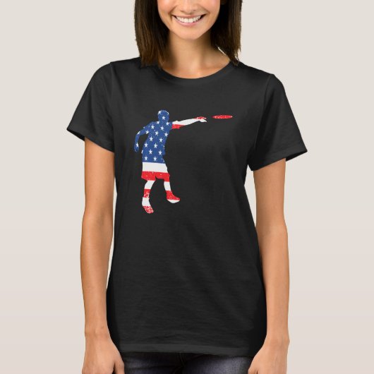 Ultimate Frisbee Disk Golf Player Usa American Fla T-shirt (Voorkant)