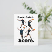 Ultimate Frisbee Pass Catch Score Frisbee Feest Briefkaart (Staand voorkant)