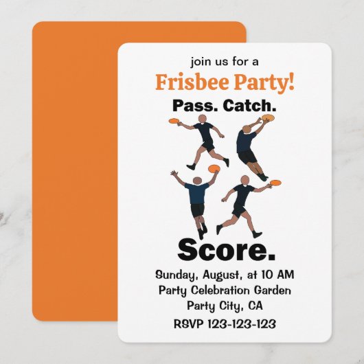 Ultimate Frisbee Pass Catch Score Frisbee Feest Kaart (Voorkant / Achterkant)