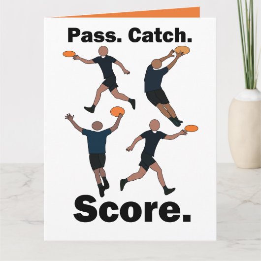 Ultimate Frisbee Pass Catch Score Frisbee Feest Kaart (Voorkant)