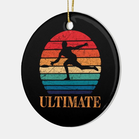 Ultimate Frisbee Retro Player Flying Disk Throding Keramisch Ornament (Links)