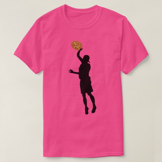 Ultimate Frisbee Silhouette Jumping Catch Pizza Di T-shirt (Design voorkant)