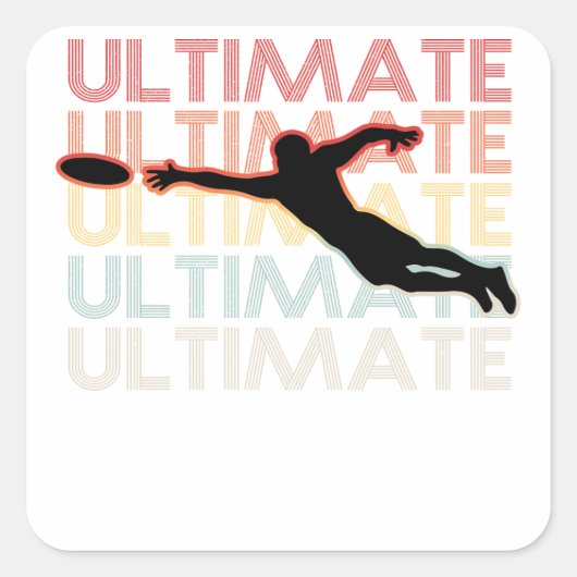 Ultimate Frisbee Sport Retro Vierkante Sticker (Voorkant)