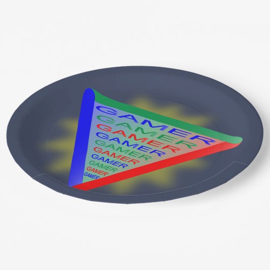 Ultimate Gamer 3 Gaming System Kleuren RGB Papieren Bordje (Gekanteld)