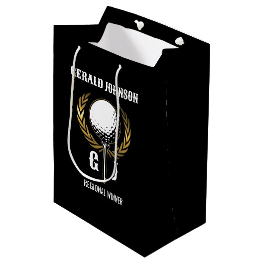 Ultimate Golf Monogram ontwerp Medium Cadeauzakje (Voorkant Gekanteld)