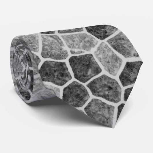 Ultimate Grey Cobled Patchwork Terrazo Pattern Stropdas (Opgerold)
