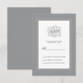 Ultimate Grey Elegant Wedding Chic Enclosure RSVP Kaartje (Voorkant / Achterkant)