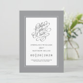 Ultimate Grey Elegant Wedding Verloving Trendy Save The Date (Staand voorkant)