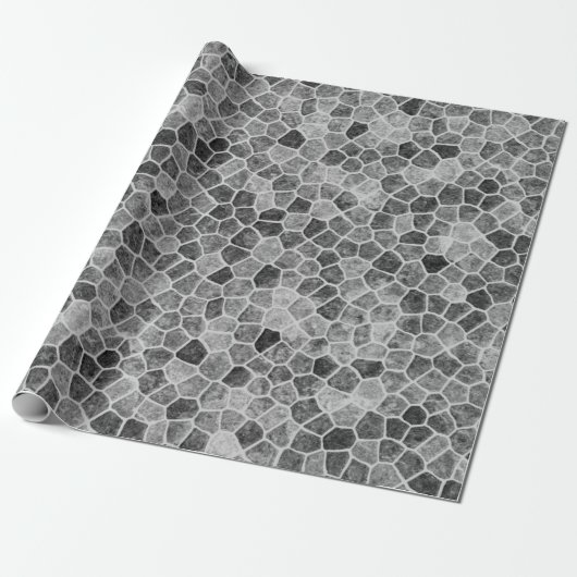 Ultimate Grey Kasseien Patchwork Terrazzo Patroon Cadeaupapier (Uitgerold)