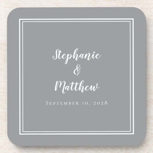 Ultimate Grey Modern Pas getrouwd Wedding minimali Bier Onderzetter (Voorkant)