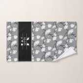Ultimate Grey Monogrammed Magnolia Flower Bad Handdoek (Handdoek)