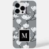 Ultimate Grey Monogrammed Magnolia Flower Hoesje-M Case-Mate iPhone Case (Achterkant)