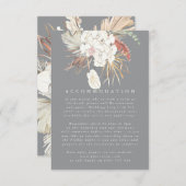 Ultimate Grey Pampas Grass Floral Oerwoud Wedding Informatiekaartje (Voorkant / Achterkant)