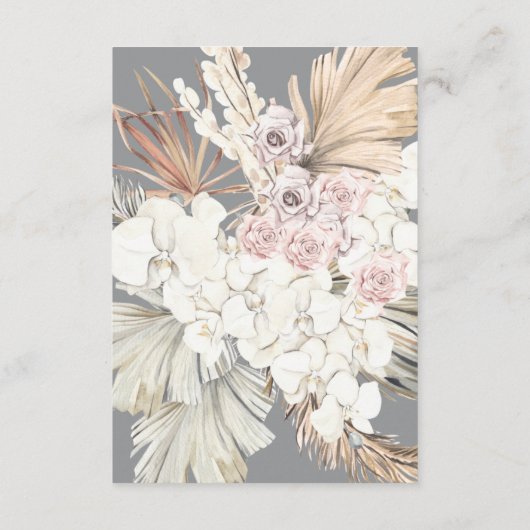 Ultimate Grey Pampas Grass Floral Oerwoud Wedding Informatiekaartje (Achterkant)