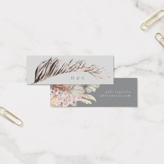 Ultimate Grey Pampas Grass Floral Oerwoud Wedding Mini Visitekaartjes (Kantoor)