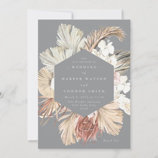 Ultimate Grey Pampas Grass Floral Tropical Oerwoud Kaart (Voorkant)