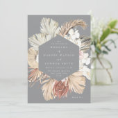 Ultimate Grey Pampas Grass Floral Tropical Oerwoud Kaart (Staand voorkant)