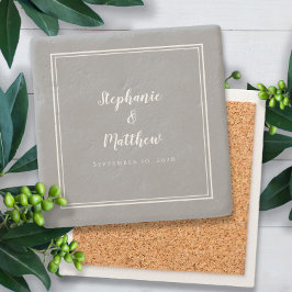 Ultimate Grey Weddenningbruin & Groom Elegant Simp Stenen Onderzetter