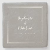 Ultimate Grey Weddenningbruin & Groom Elegant Simp Stenen Onderzetter (Voorkant)