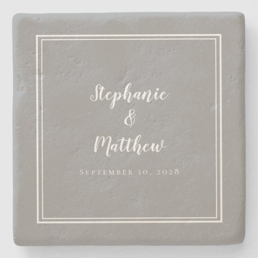 Ultimate Grey Weddenningbruin & Groom Elegant Simp Stenen Onderzetter (Voorkant)