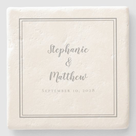 Ultimate Grey Wedding Bride & Groom Simple Elegant Stenen Onderzetter (Voorkant)