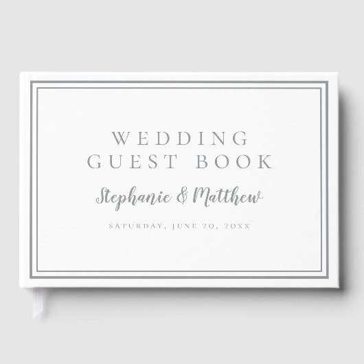 Ultimate Grey White Chic Simple Minimalist Weddens Gastenboek (Voorkant)