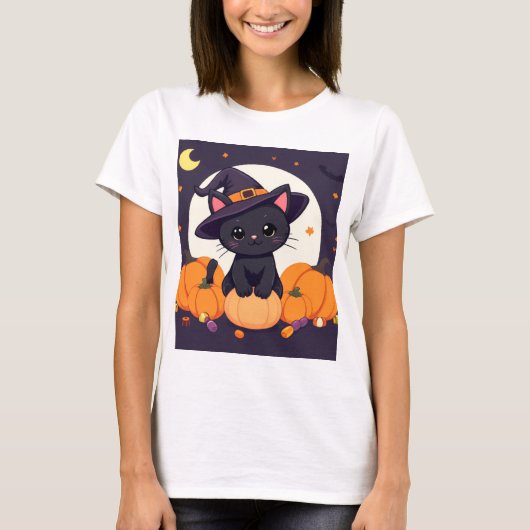 Ultimate Magical Witch Cat Halloween T-Shirt (Voorkant)