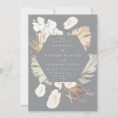 Ultimate Pampas Grass Floral Tropical Gray Wedding Kaart (Voorkant)