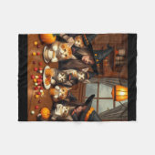 Ultimate Quirky Halloween Witch Café – Katten Chao Fleece Deken (Voorkant (Horizontaal))