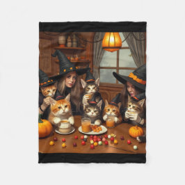 Ultimate Quirky Halloween Witch Café – Katten Chao Fleece Deken