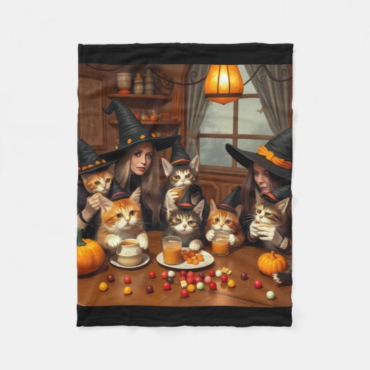 Ultimate Quirky Halloween Witch Café – Katten Chao Fleece Deken (Voorkant)