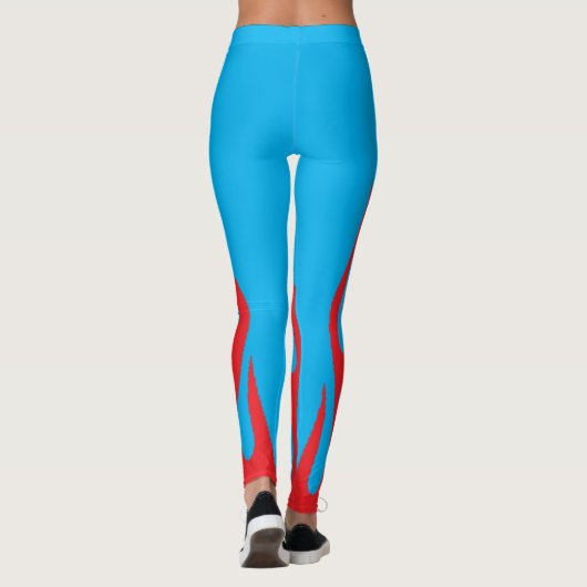 Ultimate Red Flame op een Navy Blue feestkostuum Leggings (Achterkant)