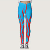 Ultimate Red Flame op een Navy Blue feestkostuum Leggings (Voorkant)
