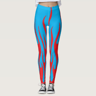 Ultimate Red Flame op een Navy Blue feestkostuum Leggings
