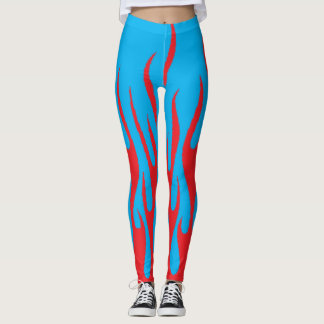 Ultimate Red Flame op een Navy Blue feestkostuum Leggings