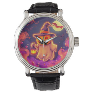 Ultimate Spooky Pumpkin Ghost Art Horloge
