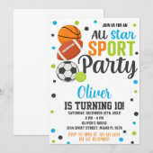 Ultimate Sports Party verjaardagsuitnodiging Kaart (Voorkant / Achterkant)