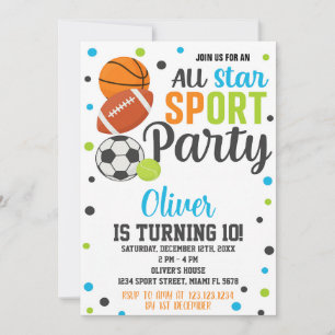 Ultimate Sports Party verjaardagsuitnodiging Kaart