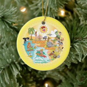 Ultimate Sunny California Round Ceramic Ornament