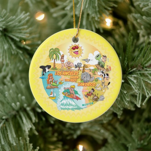 Ultimate Sunny California Round Ceramic Ornament (Boom)