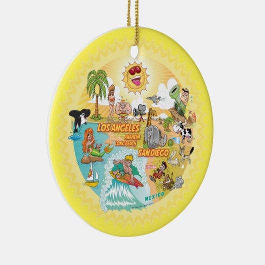 Ultimate Sunny California Round Ceramic Ornament (Rechts)